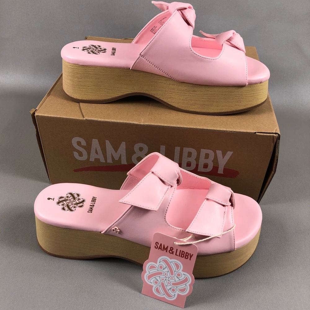 Sam and Libby Women’s Indie Double Bow Wooden Platform Sandals